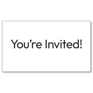 Black Text You're Invited 2" x 3.5" Flat Invite