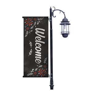 White Chalk Christmas Light Pole Banners