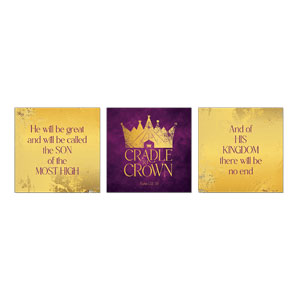 Cradle to Crown Triptych 23" x 23" Rigid Wall Art