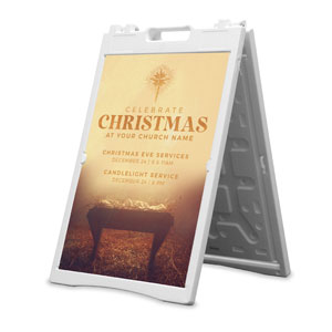 Christmas Gold Manger 2' x 3' Street Sign Banners