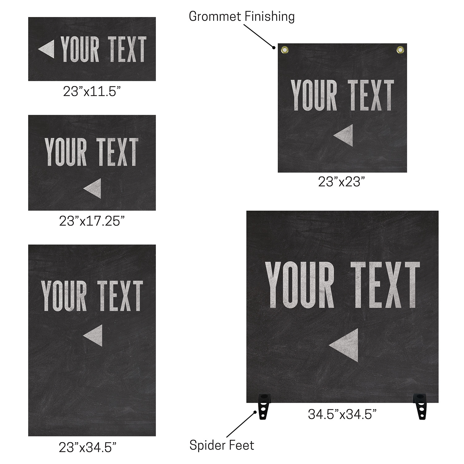 Rigid Signs, Directional, Black White Directional, 23 x 23 2