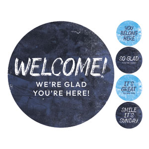 Blue Revival Set Circle Handheld Signs