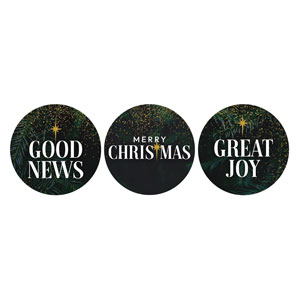 Green Pine Christmas Set Circle Handheld Signs