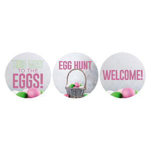 Egg Hunt Basket Set Circle Handheld Signs