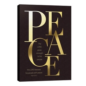 Gold Letters Peace 24in x 36in Canvas Prints