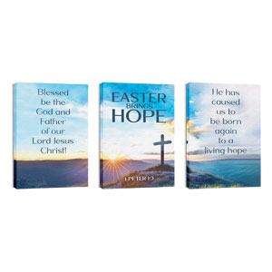 Sunrise Easter Brings Hope Triptych 24in x 36in Canvas Prints