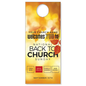 Back to Church Welcomes You Orange Leaves DoorHangers