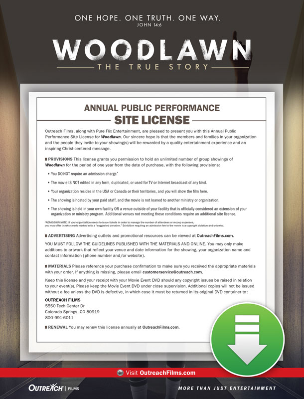 Movie License Packages, Films, Woodlawn Digital License Standard, 100 - 1,000 people  (Standard)