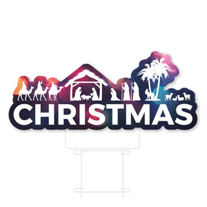 Christmas Bokeh Nativity Die Cut Yard Sign