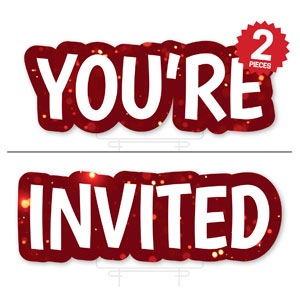 Red You're Invited Pair Die Cut Yard Sign