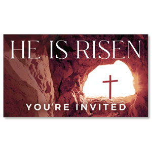 He Is Risen Tomb Cross Invite 2" x 3.5" Flat Invite