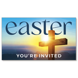 Easter Cross Sunburst Invite 2" x 3.5" Flat Invite