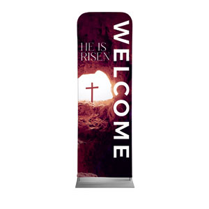 He Is Risen Tomb Cross 2' x 6' Sleeve Banner