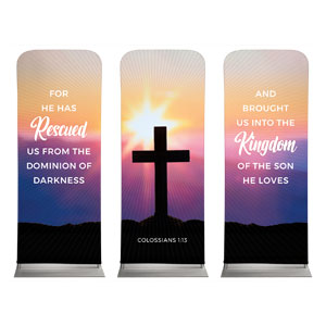 Hope Is Alive Sunrise Cross Triptych 2'7" x 6'7" Sleeve Banners