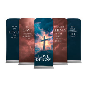 Love Reigns Cross Set 2'7" x 6'7" Sleeve Banners