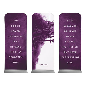 No Greater Love Crown Triptych 2'7" x 6'7" Sleeve Banners