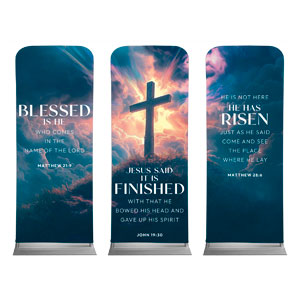 Easter He Is Risen Triptych 2'7" x 6'7" Sleeve Banners