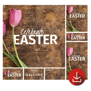 Celebrate Easter Tulips Church Graphic Bundles
