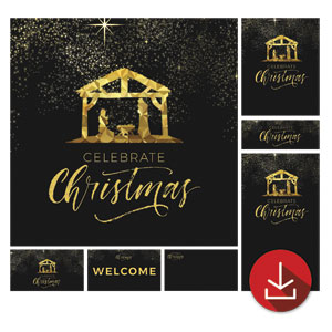 Black and Gold Nativity Church Graphic Bundles