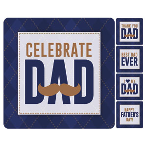 Celebrate Dad Mustache Set Square Handheld Signs