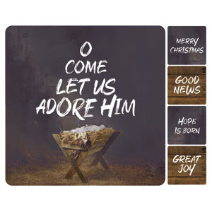 O Come Adore Manger  Square Handheld Signs