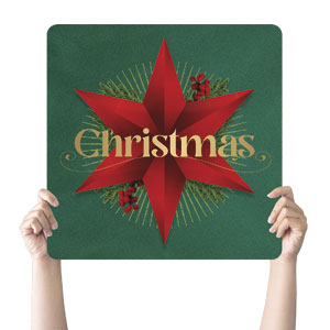 Star Christmas Square Handheld Signs