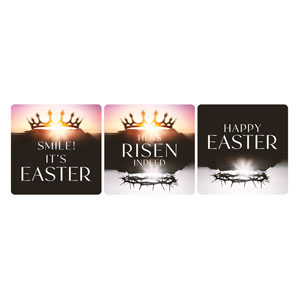 Risen Indeed Crowns Set Square Handheld Signs