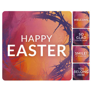 Vibrant Paint Easter Set Square Handheld Signs