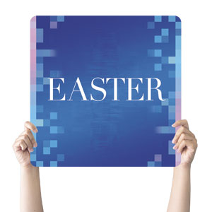 Pixel Easter Square Handheld Signs