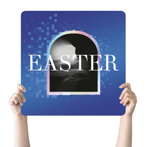 Pixel Easter Tomb Square Handheld Signs