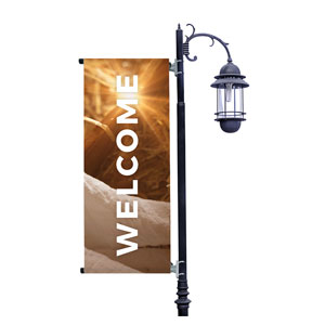 God With Us Manger Gold Light Pole Banners