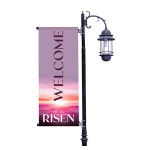 Risen Pink Sunrise Light Pole Banners