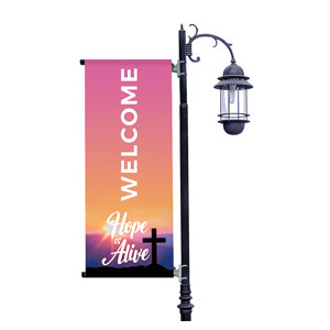 Hope Is Alive Sunrise Cross Light Pole Banners