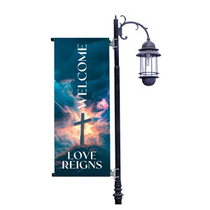 Love Reigns Cross Light Pole Banners