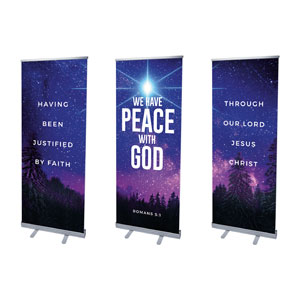 Peace On Earth Sky Triptych 2'7" x 6'7"  Vinyl Banner