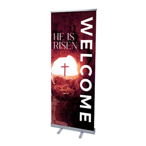 He Is Risen Tomb Cross 2'7" x 6'7"  Vinyl Banner