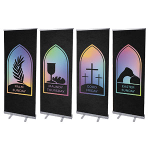 Easter Window Icons Set 2'7" x 6'7"  Vinyl Banner