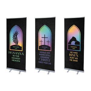 Easter Window Icons Triptych 2'7" x 6'7"  Vinyl Banner