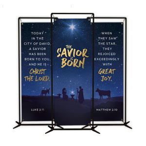 Savior is Born Star Triptych 2' x 6' Banner