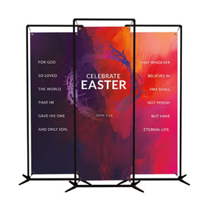 Vibrant Paint Easter Triptych 2' x 6' Banner