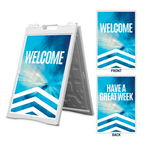 Chevron Blue Welcome Great Week 2' x 3' Street Sign Banners