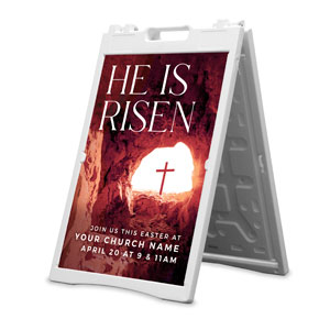 He Is Risen Tomb Cross 2' x 3' Street Sign Banners