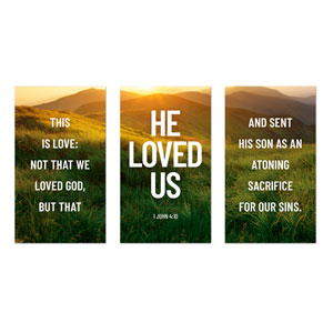 Easter of Hope Meadow Triptych 3 x 5 Vinyl Banner