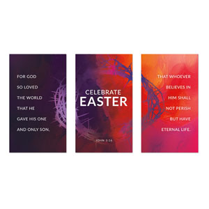 Vibrant Paint Easter Triptych 3 x 5 Vinyl Banner