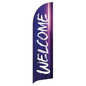 Purple Lines Welcome Flag Banner