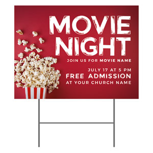 Movie Night Popcorn 18"x24" YardSigns