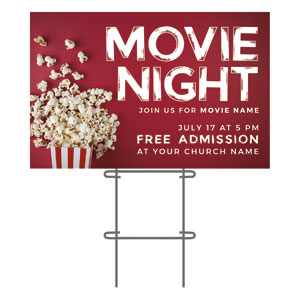 Movie Night Popcorn 36"x23.5" Large YardSigns